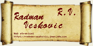 Radman Vesković vizit kartica